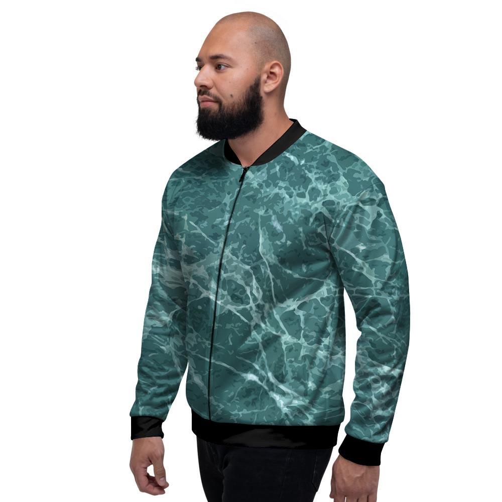 Green Malachite Marble Men's Bomber Jacket-grizzshop