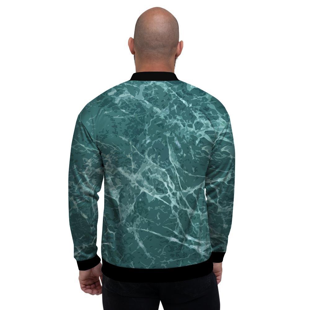 Green Malachite Marble Men's Bomber Jacket-grizzshop