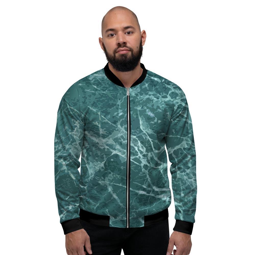 Green Malachite Marble Men's Bomber Jacket-grizzshop