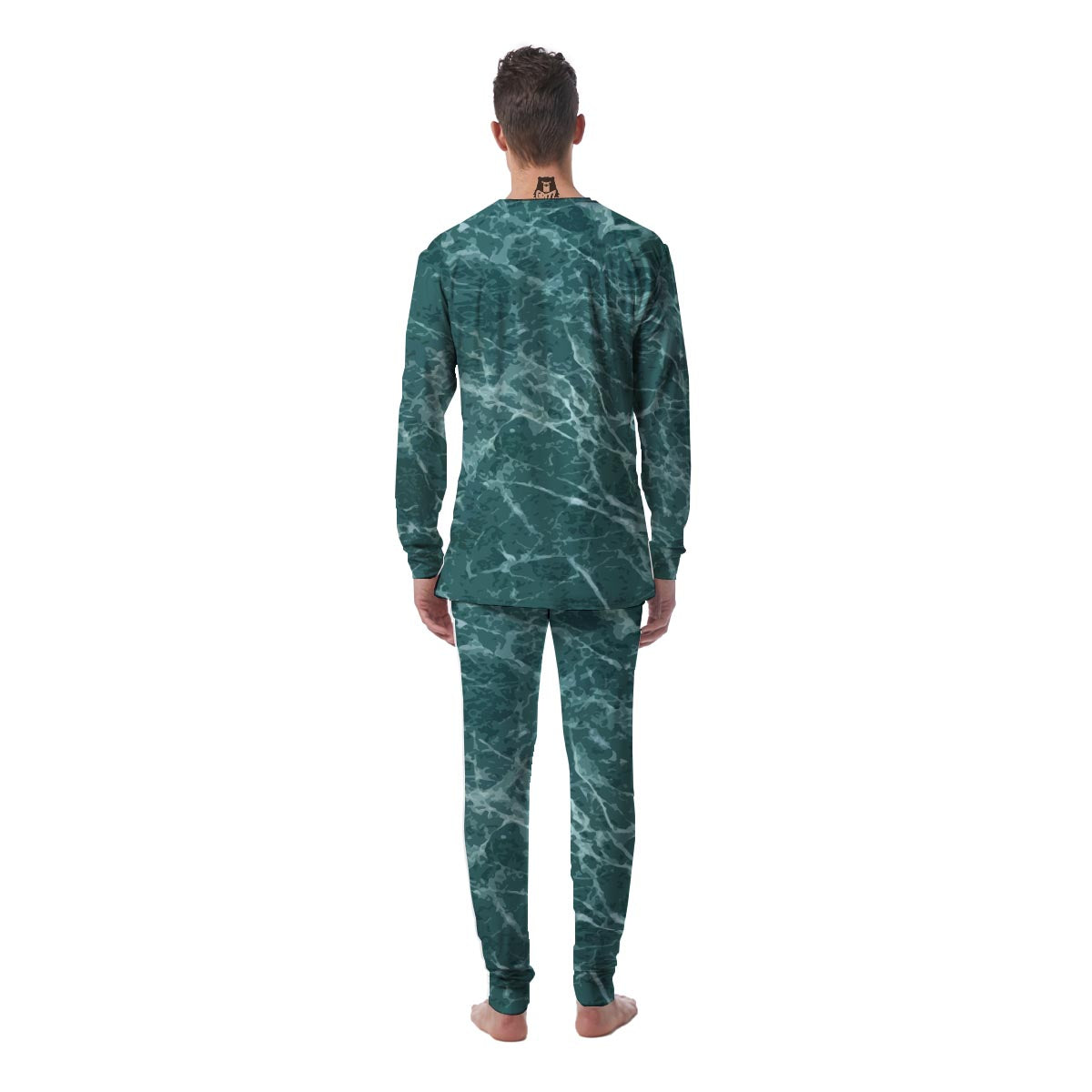 Green Malachite Marble Men's Pajamas-grizzshop