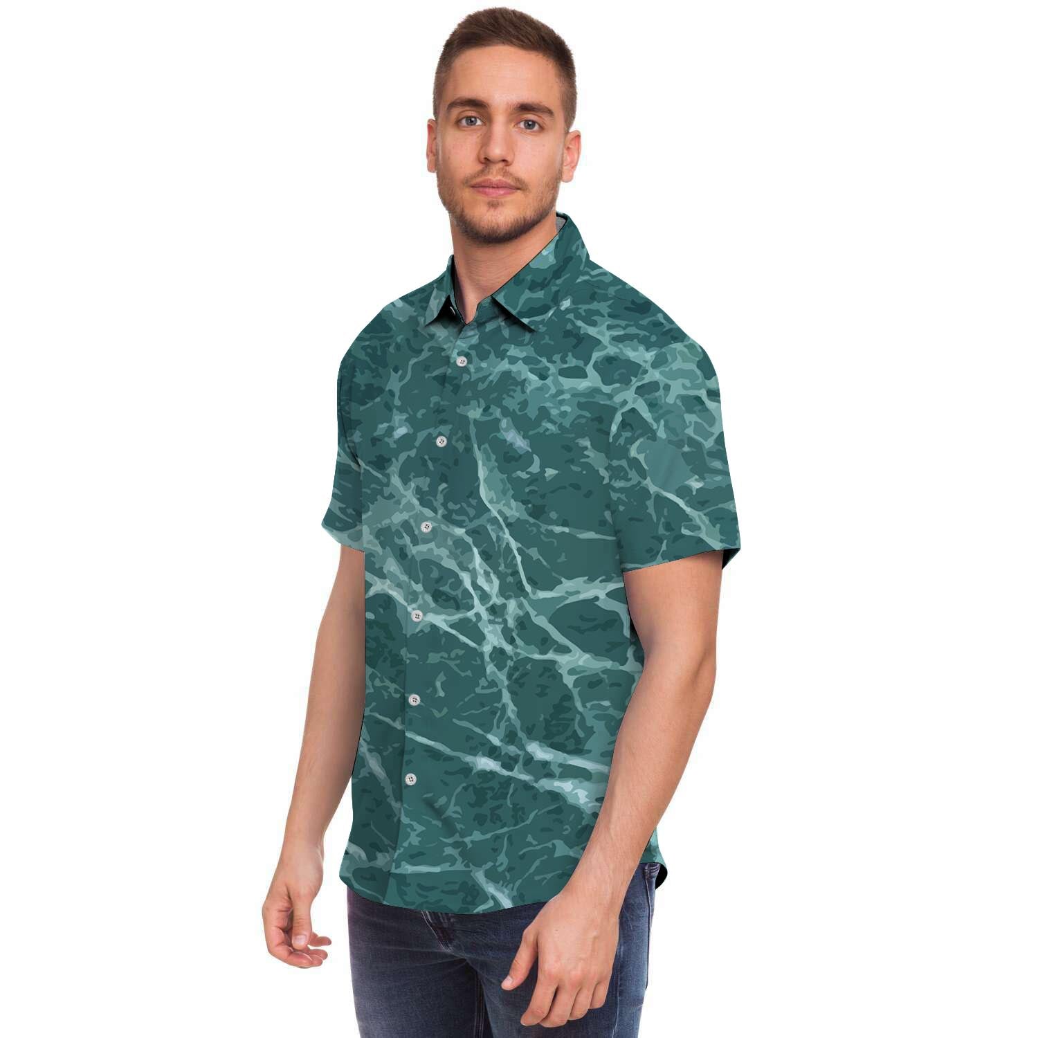Green Malachite Marble Men's Short Sleeve Shirt-grizzshop