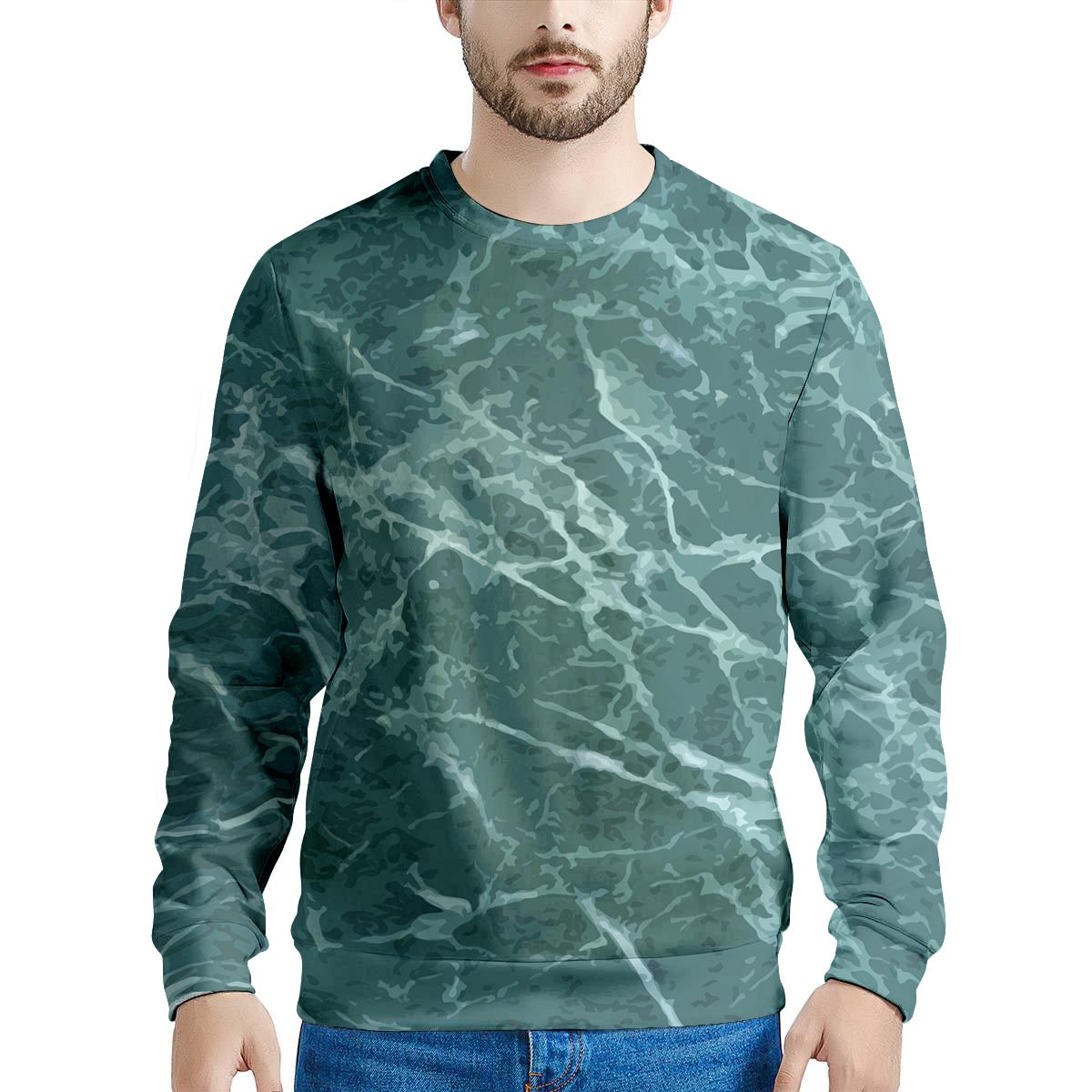 Green Malachite Marble Men's Sweatshirt-grizzshop