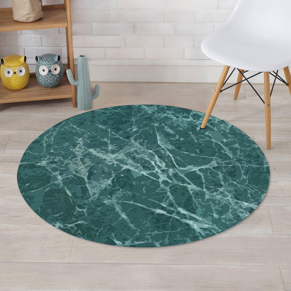 Green Malachite Marble Round Rug-grizzshop