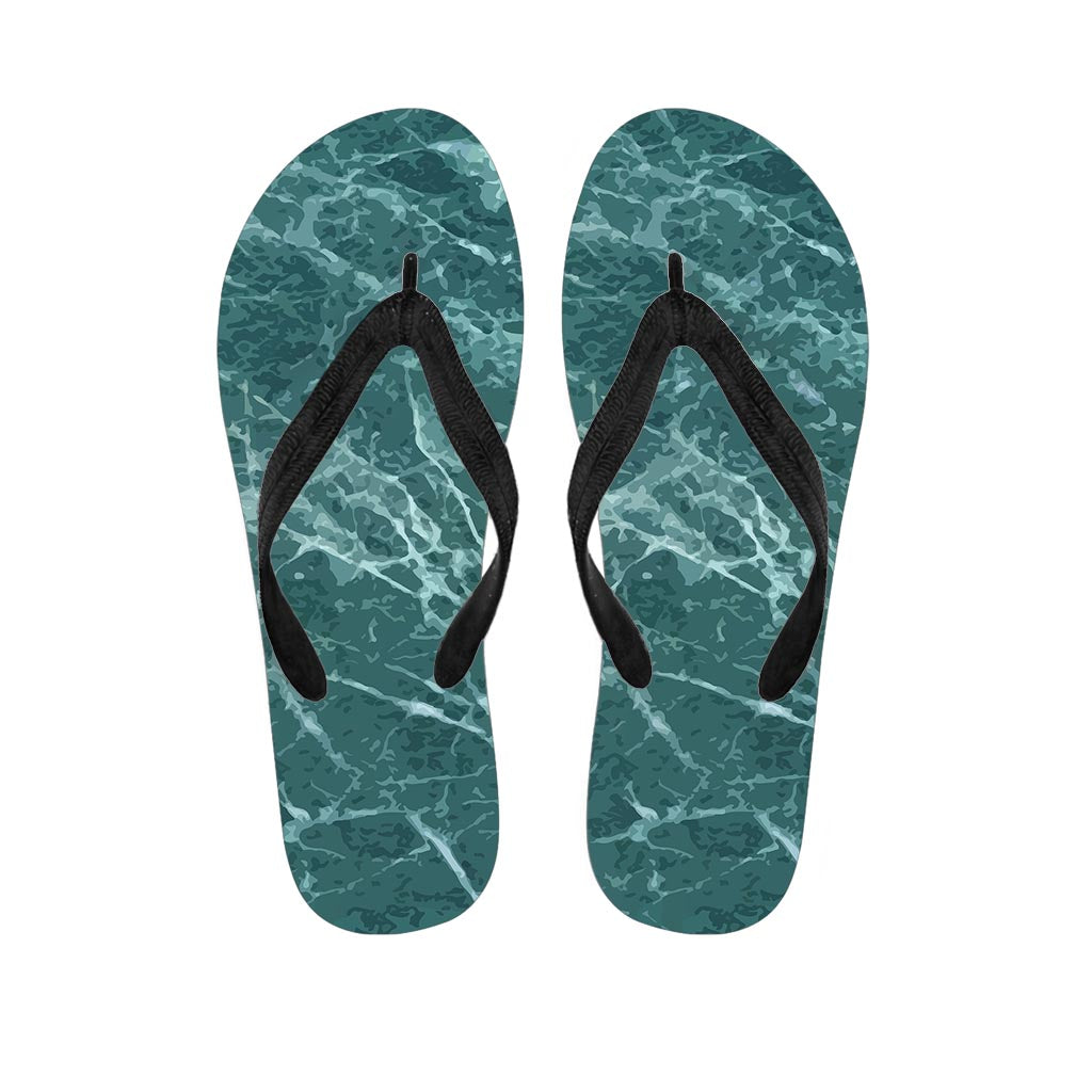 Green Malachite Marble Women's Flip Flops-grizzshop