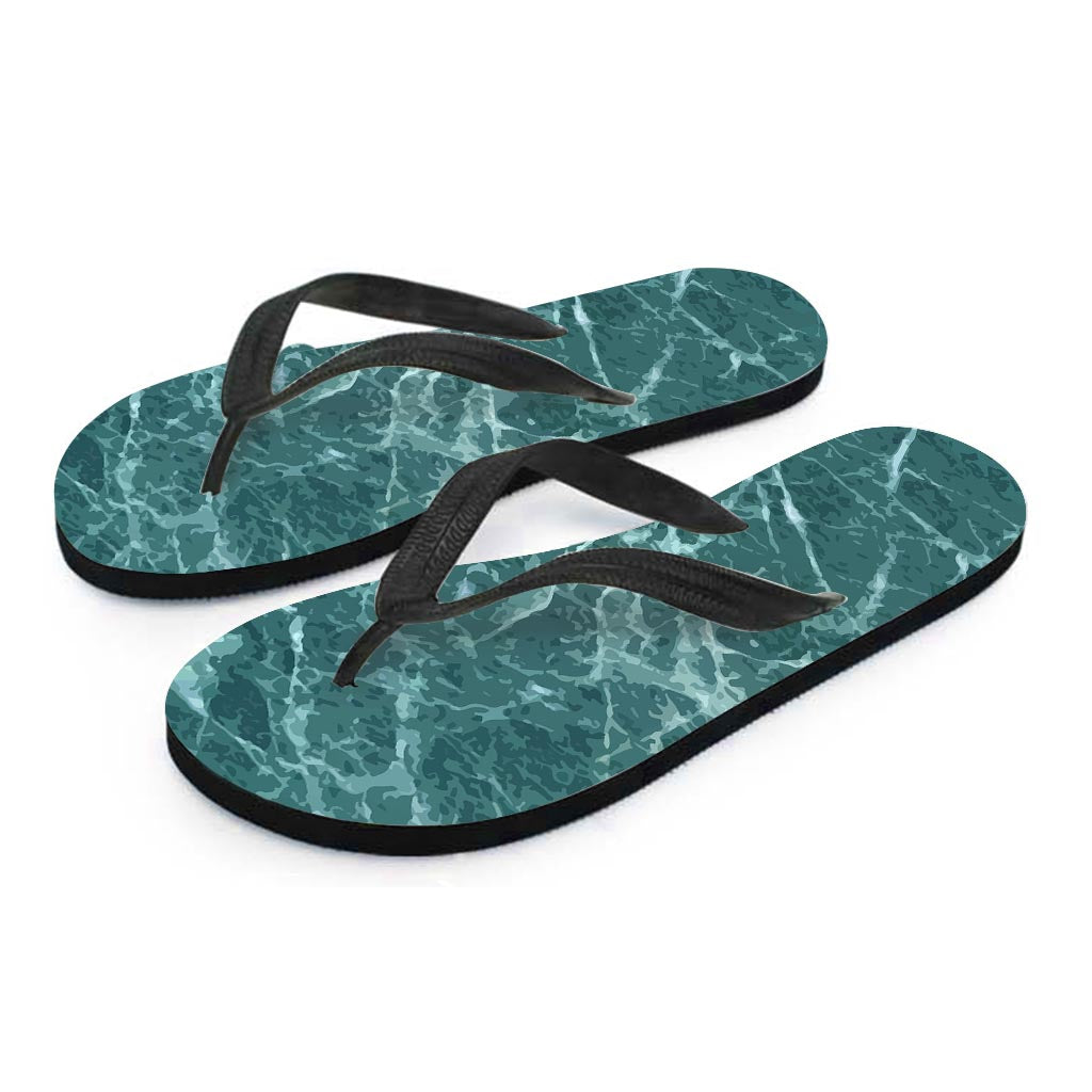 Green Malachite Marble Women's Flip Flops-grizzshop