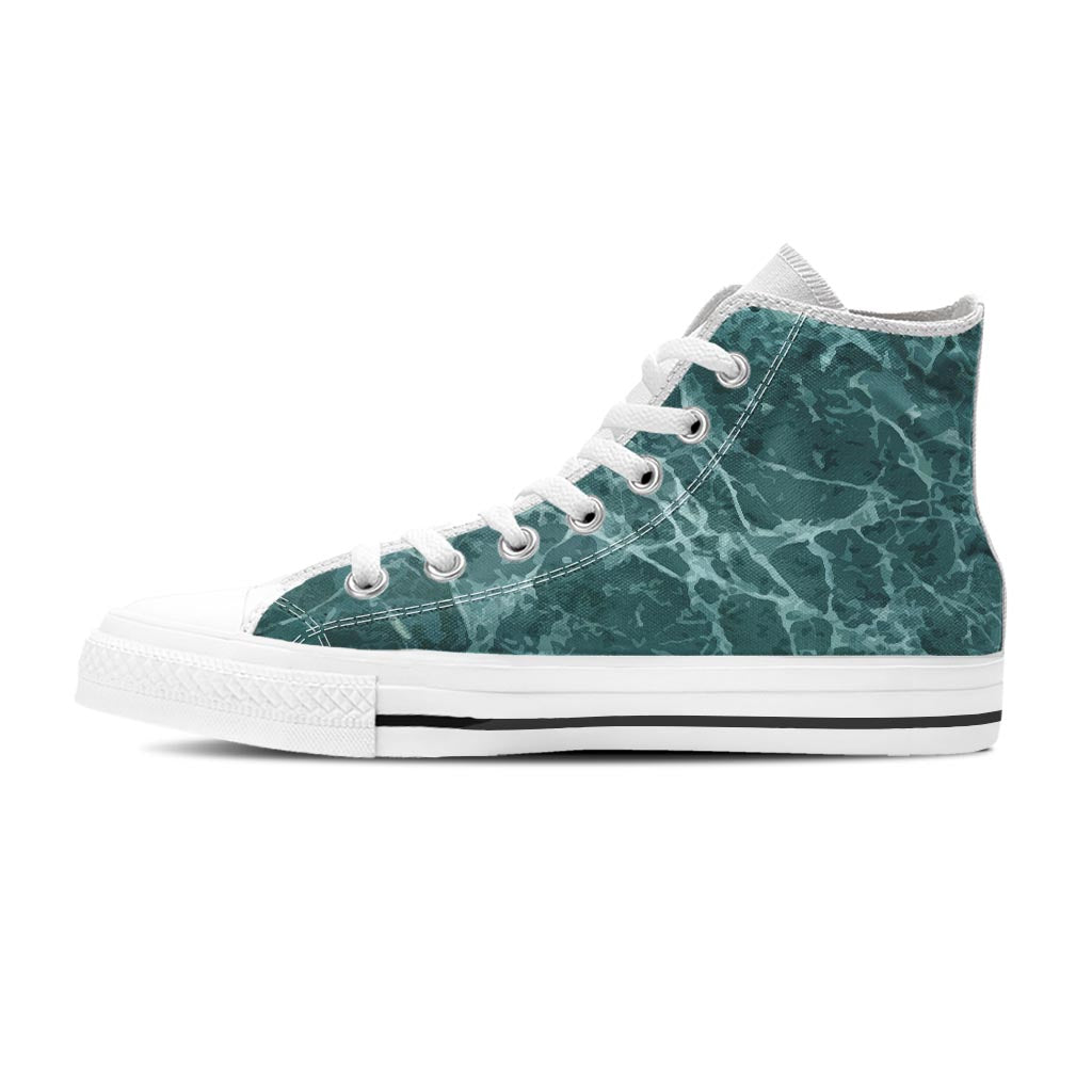 Green Malachite Marble Women's High Top Shoes-grizzshop