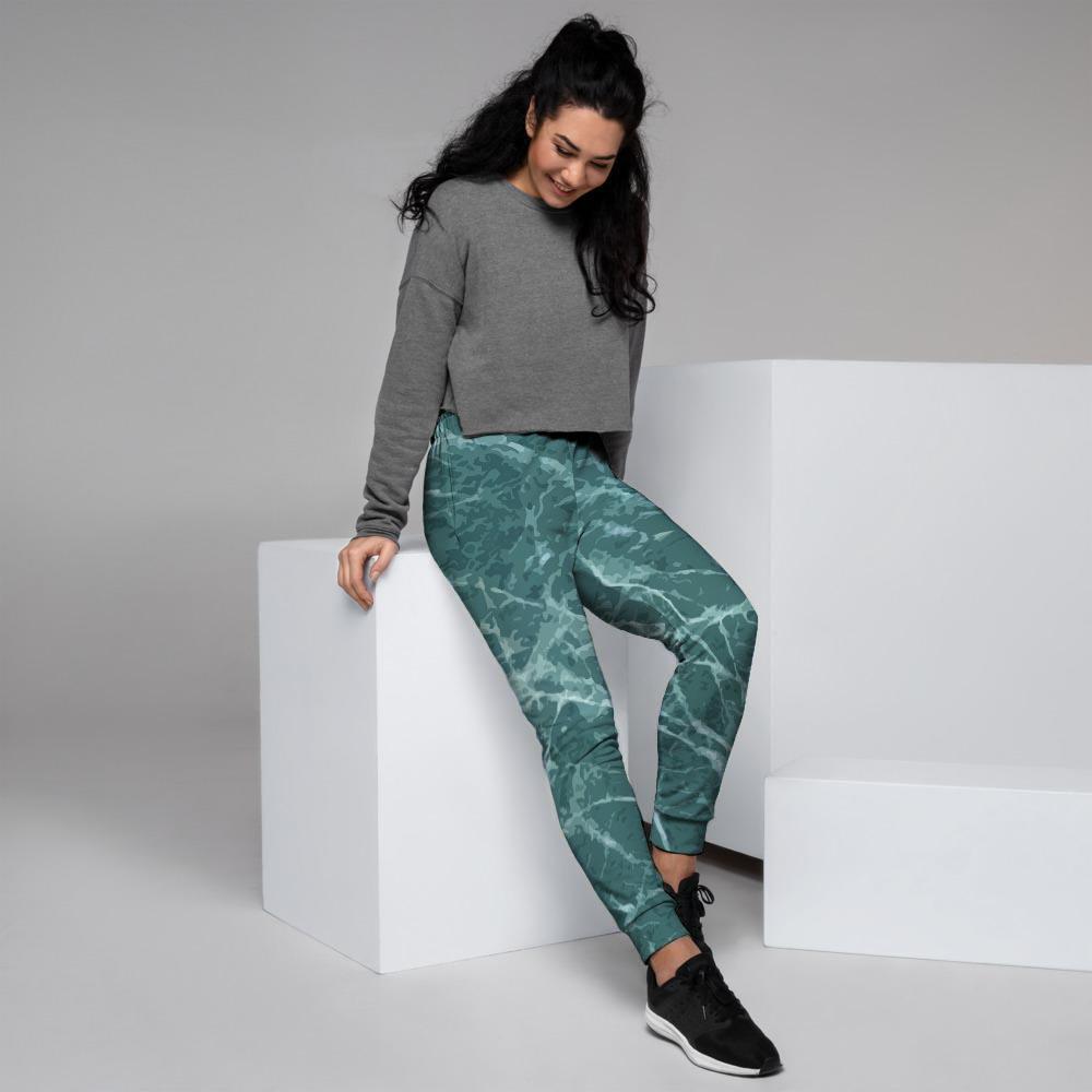 Green Malachite Marble Women's Joggers-grizzshop