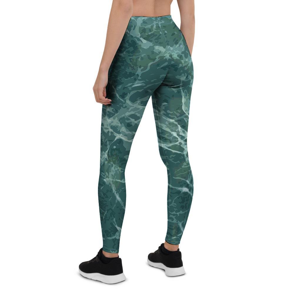 Green Malachite Marble Women's Leggings-grizzshop