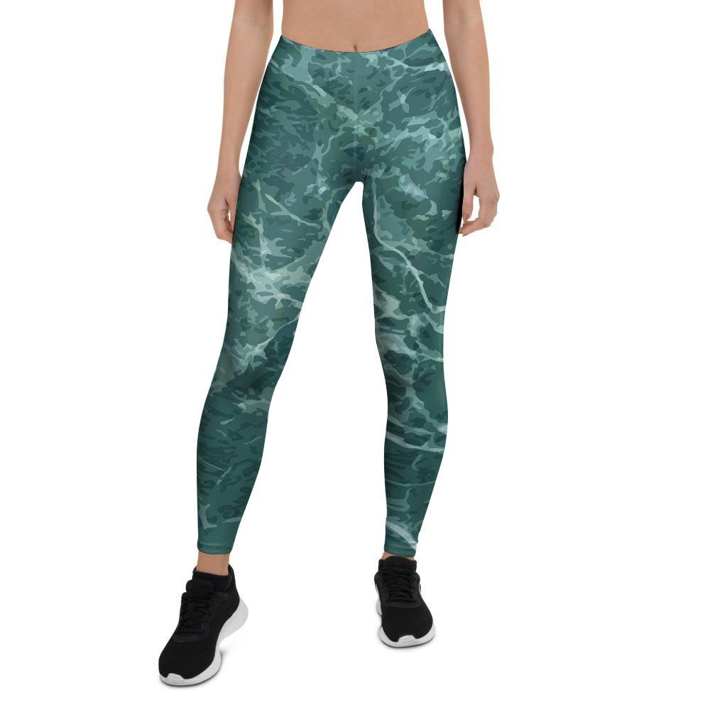 Green Malachite Marble Women's Leggings-grizzshop