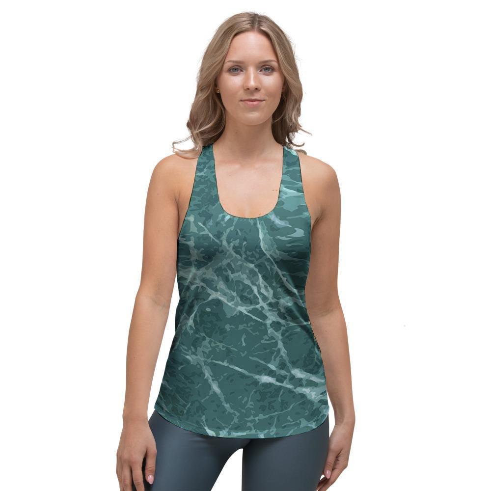 Green Malachite Marble Women's Racerback Tank Top-grizzshop