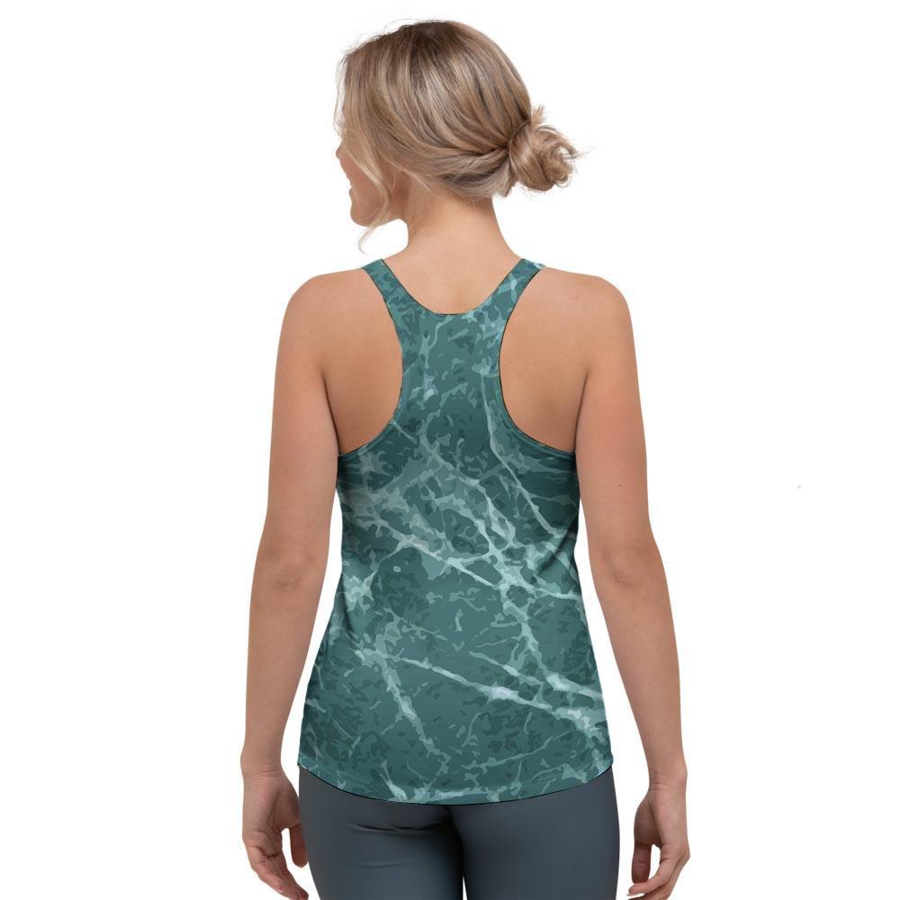 Green Malachite Marble Women's Racerback Tank Top-grizzshop