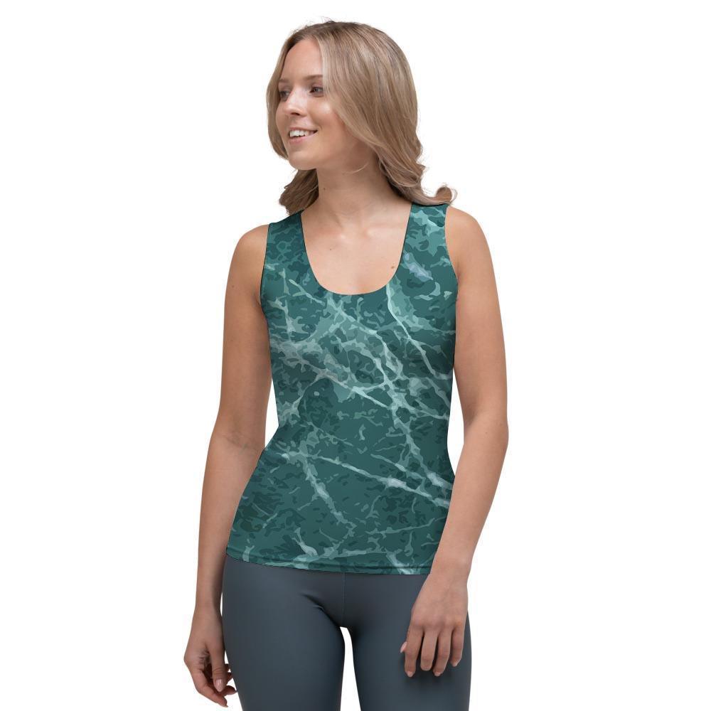 Green Malachite Marble Women's Tank Top-grizzshop