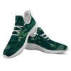 Green Natural Leaf Print White Athletic Shoes-grizzshop