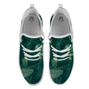 Green Natural Leaf Print White Athletic Shoes-grizzshop