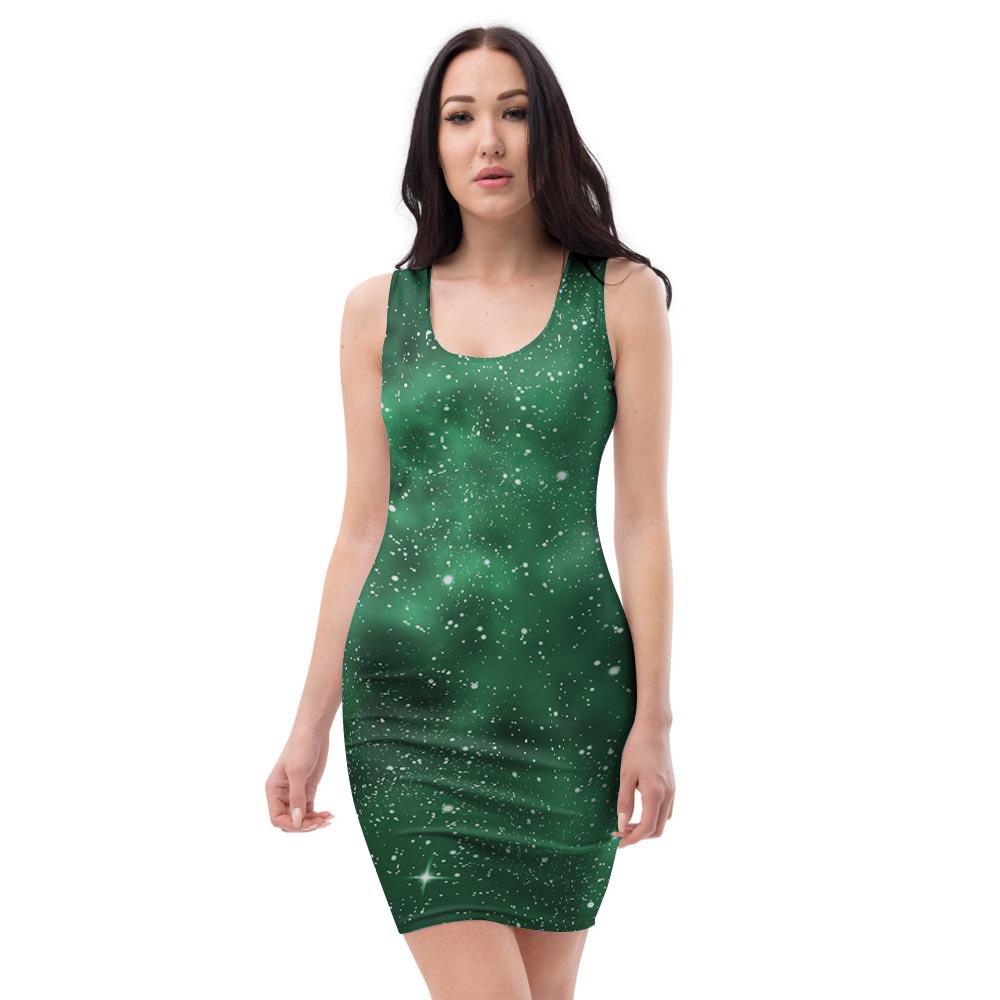 Green Nebula Galaxy Bodycon Dress-grizzshop