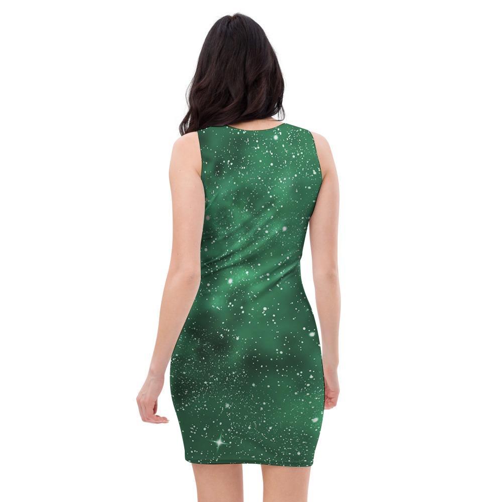 Green Nebula Galaxy Bodycon Dress-grizzshop