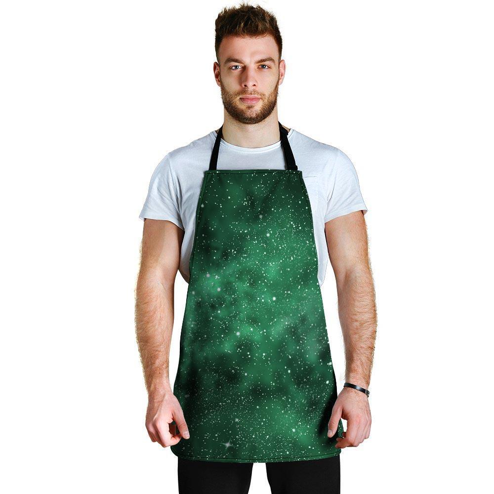 Green Nebula Galaxy Men's Apron-grizzshop