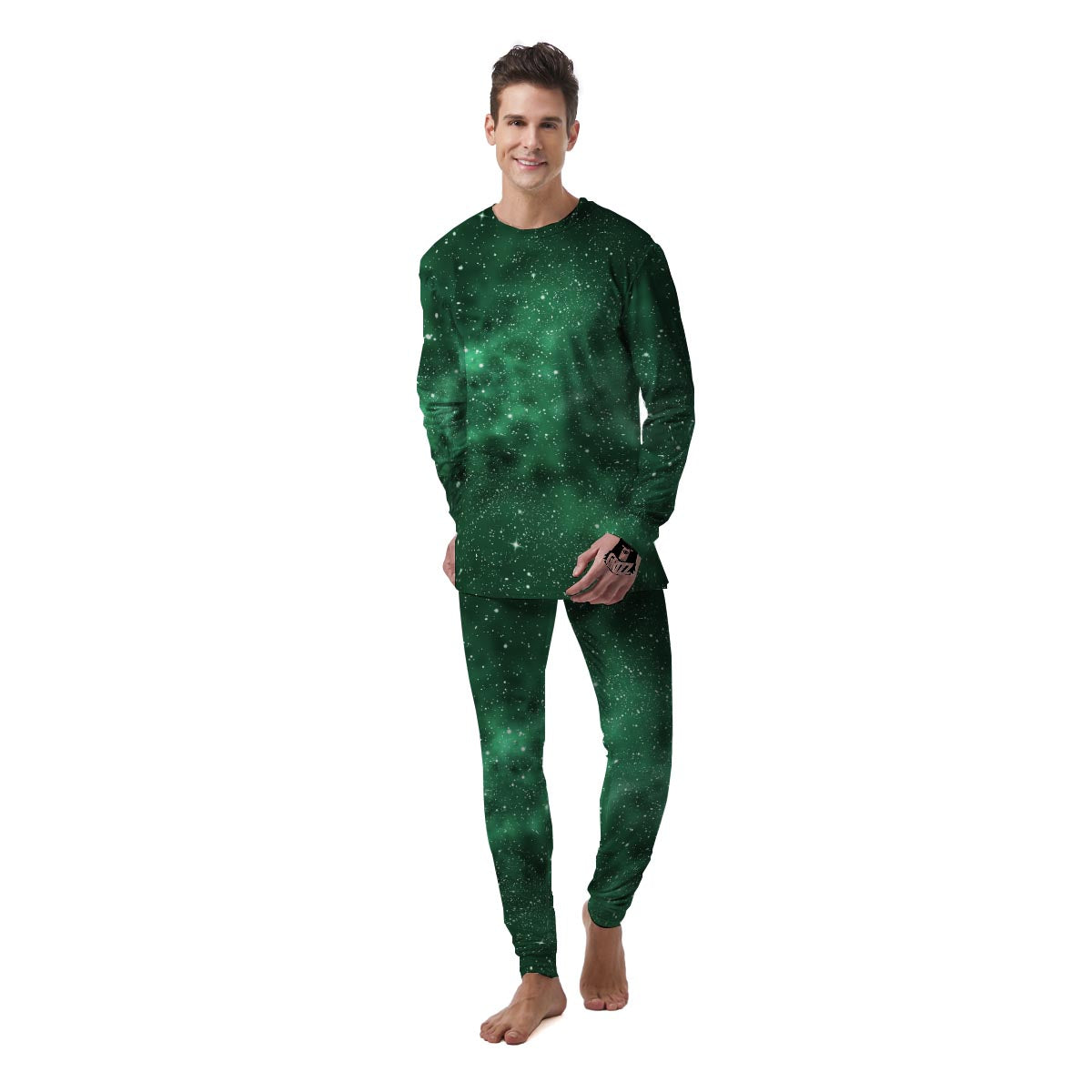 Green Nebula Galaxy Men's Pajamas-grizzshop