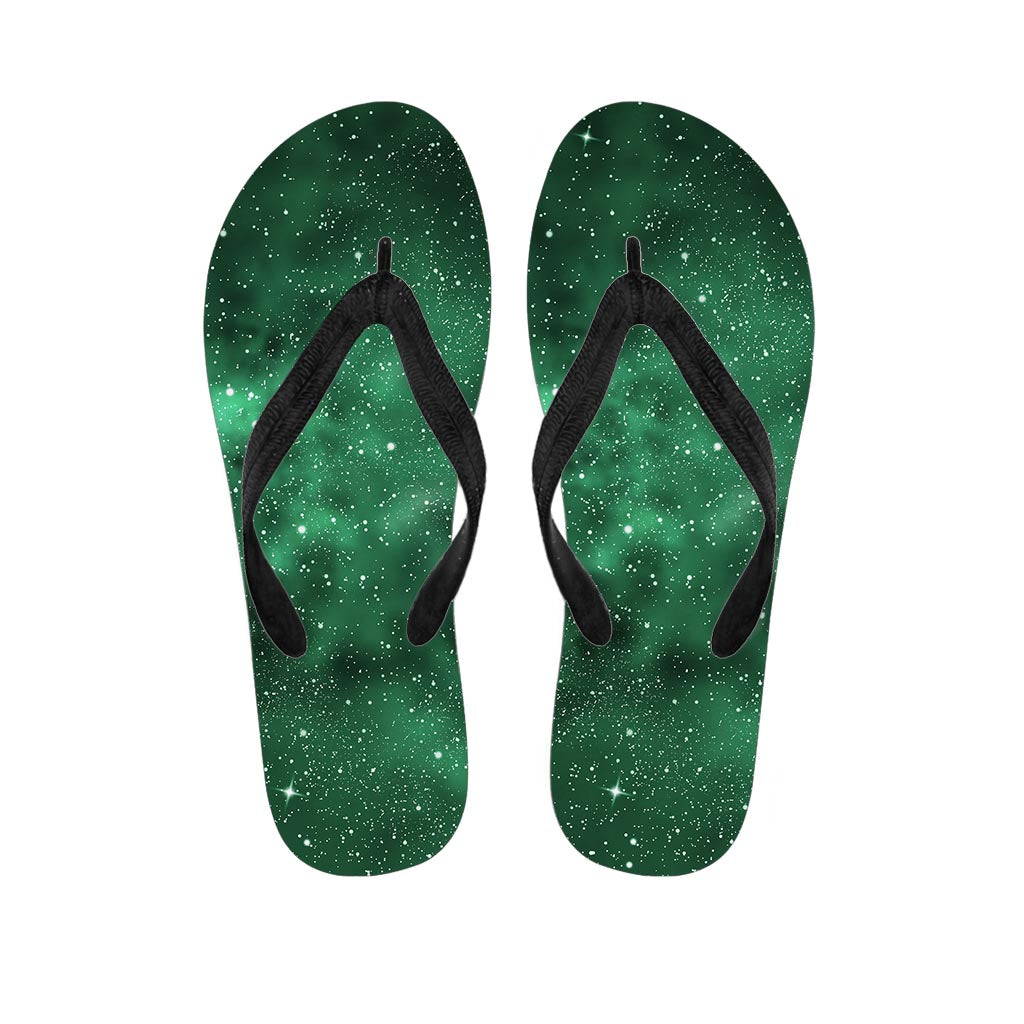 Green Nebula Galaxy Women's Flip Flops-grizzshop