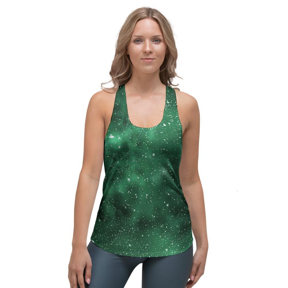 Green Nebula Galaxy Women's Racerback Tank Top-grizzshop