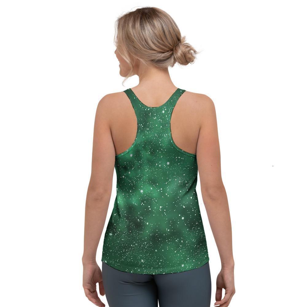 Green Nebula Galaxy Women's Racerback Tank Top-grizzshop