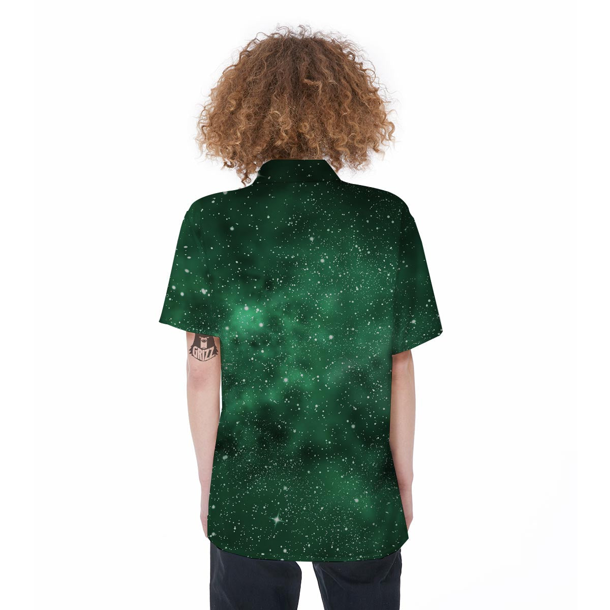 Green Nebula Galaxy Women's Short Sleeve Shirts-grizzshop