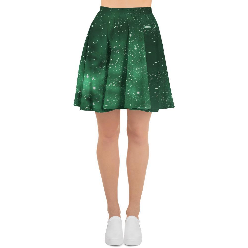 Green Nebula Galaxy Women's Skirt-grizzshop