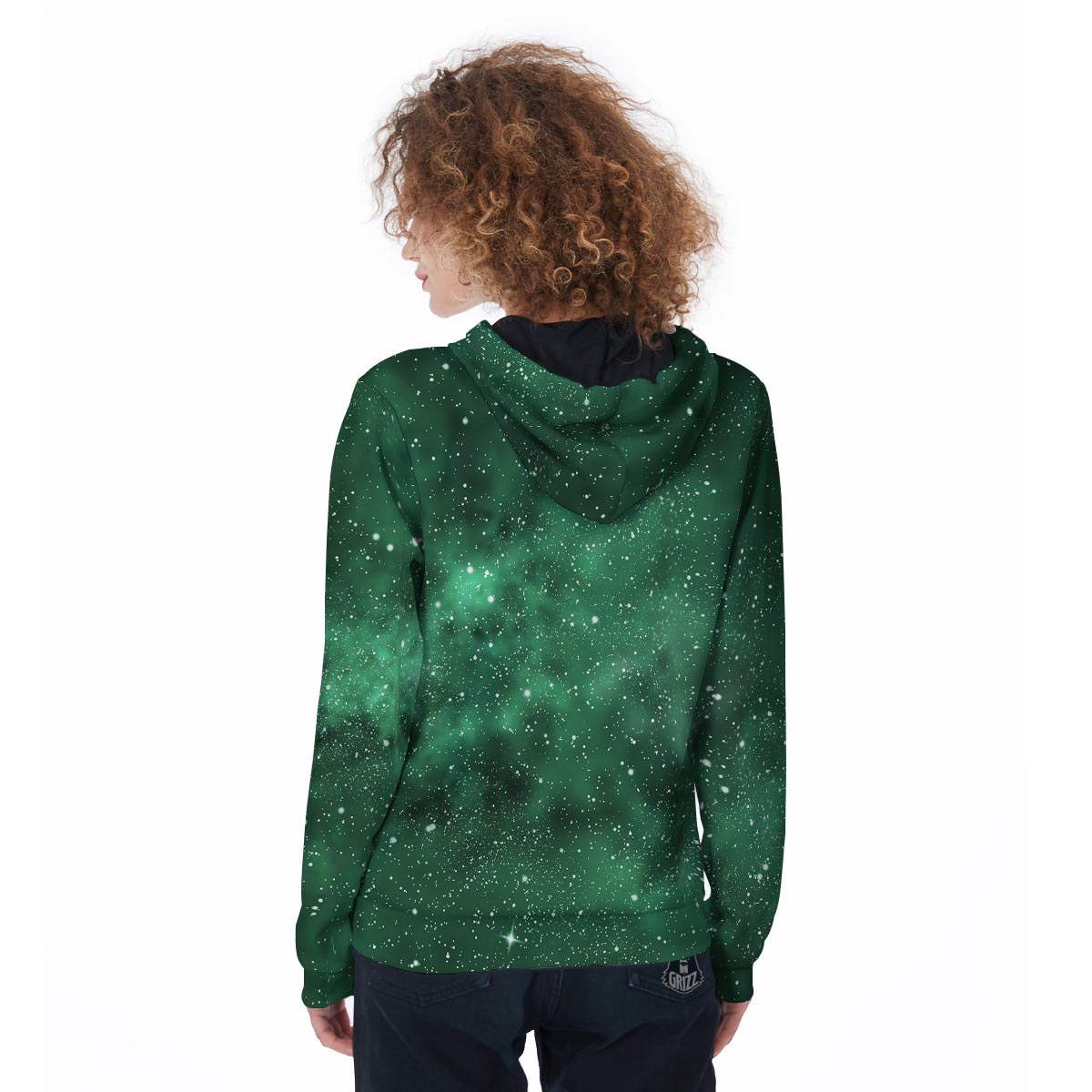 Green Nebula Galaxy Women's Zip Up Hoodie-grizzshop