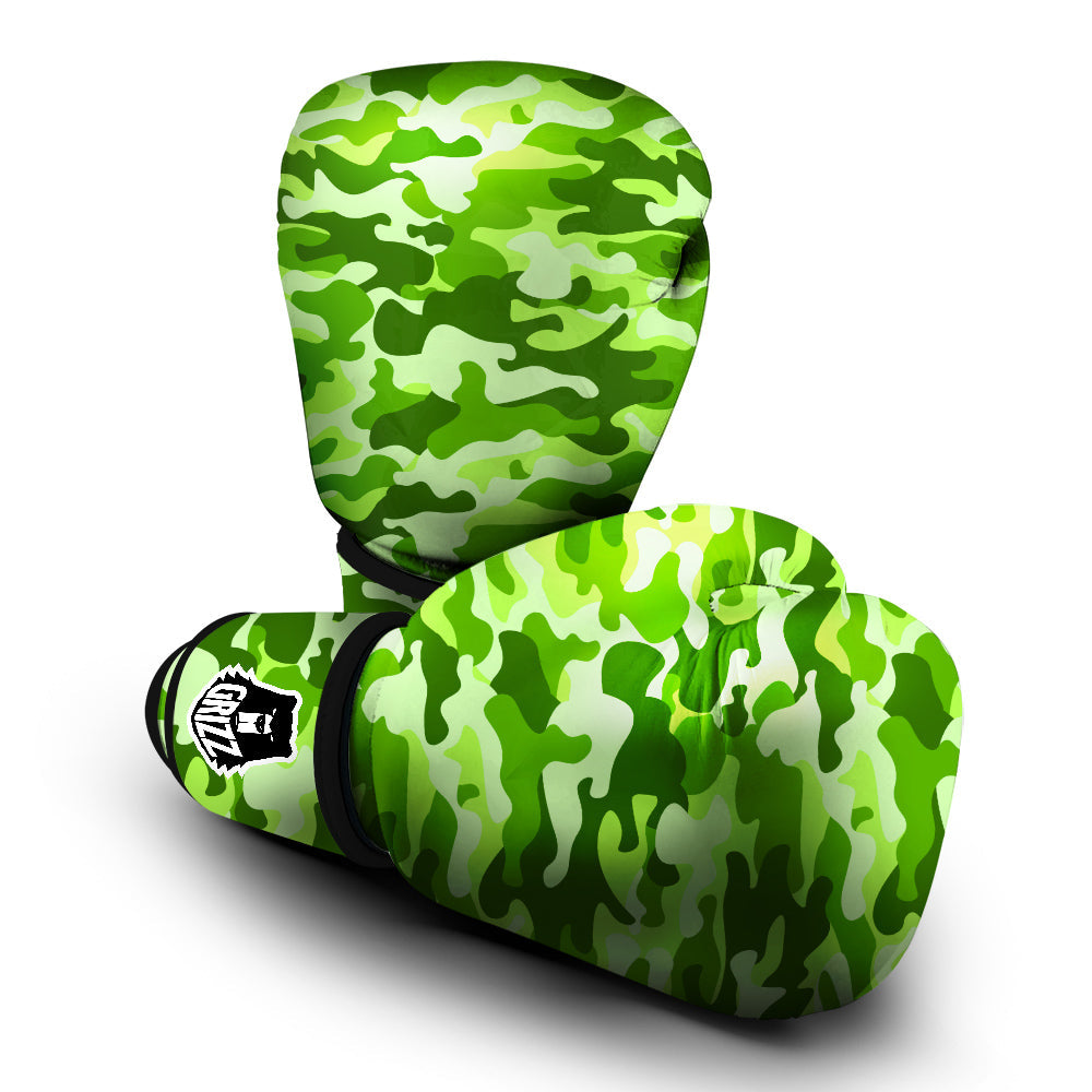Green Neon Camo And Camouflage Print Boxing Gloves-grizzshop