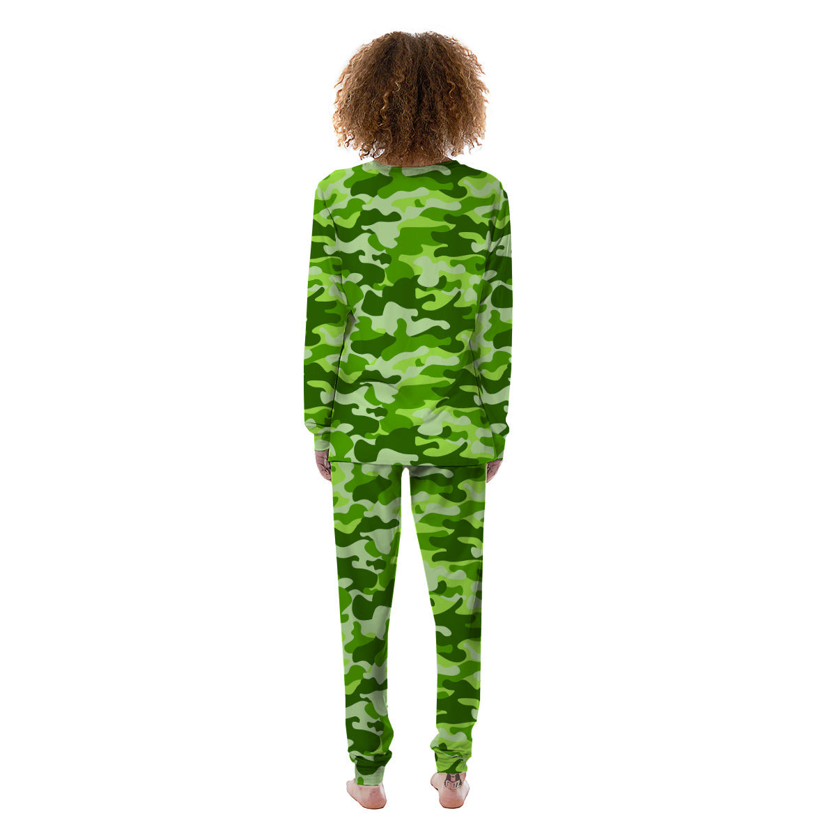 Green Neon Camo And Camouflage Print Women's Pajamas-grizzshop