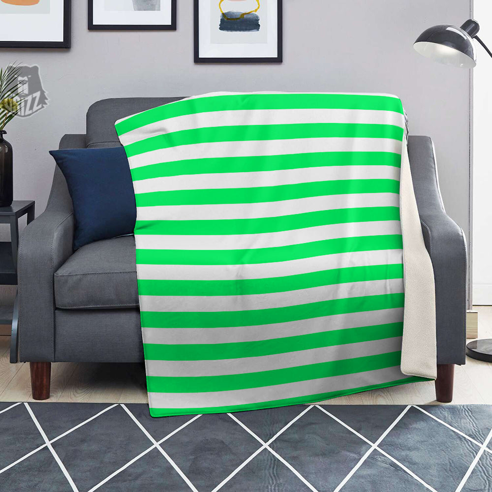 Green Neon Color Striped Print Blanket-grizzshop