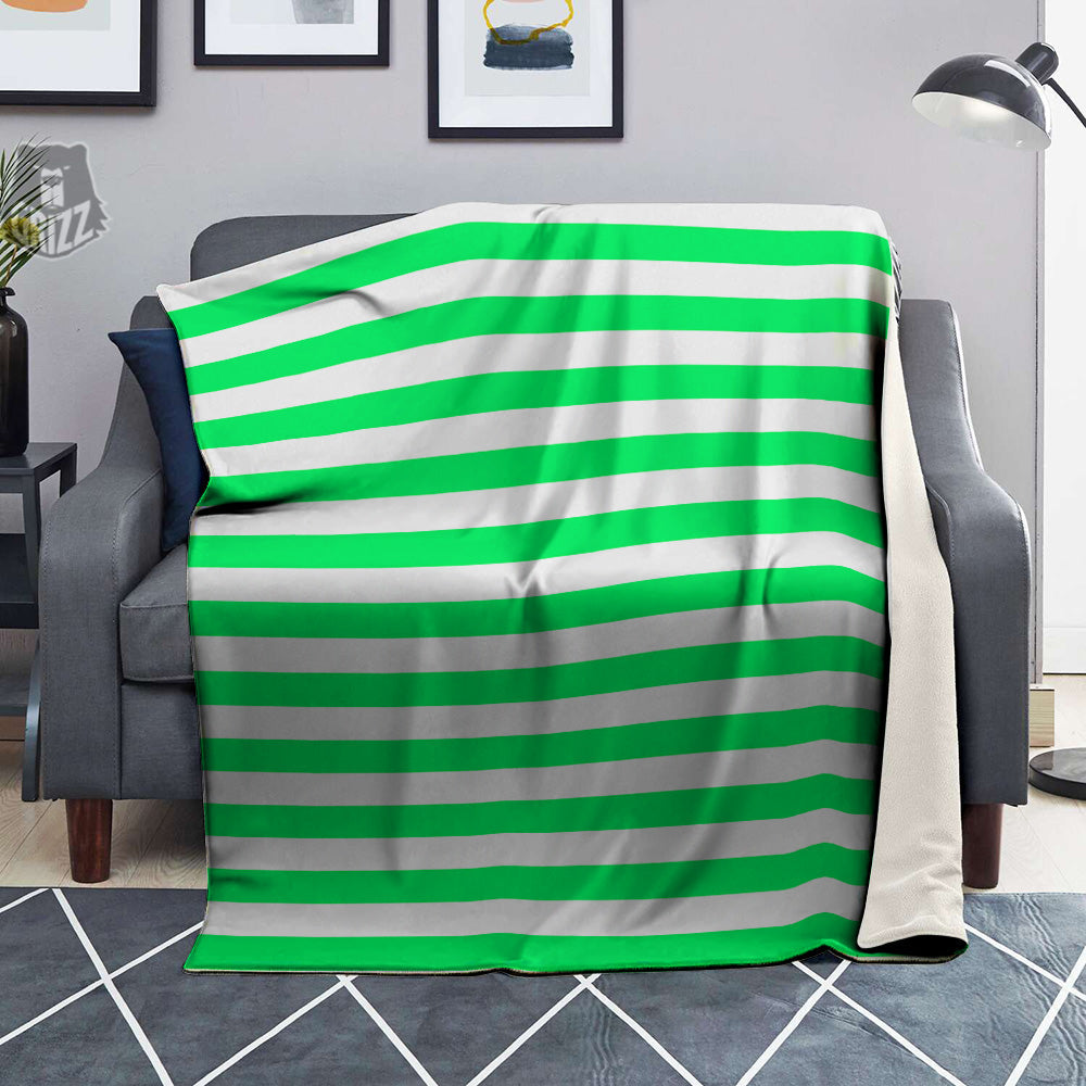 Green Neon Color Striped Print Blanket-grizzshop