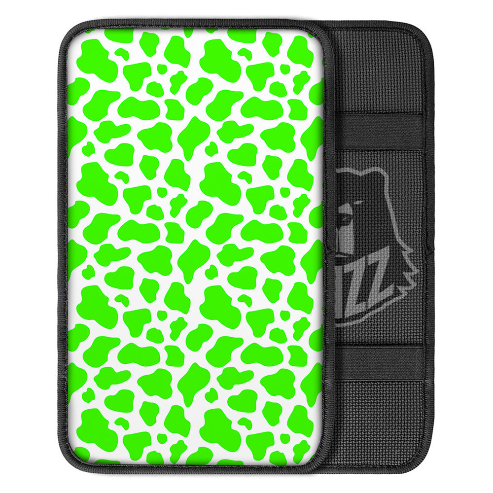 Green Neon Cow Print Pattern Car Center Console Cover-grizzshop
