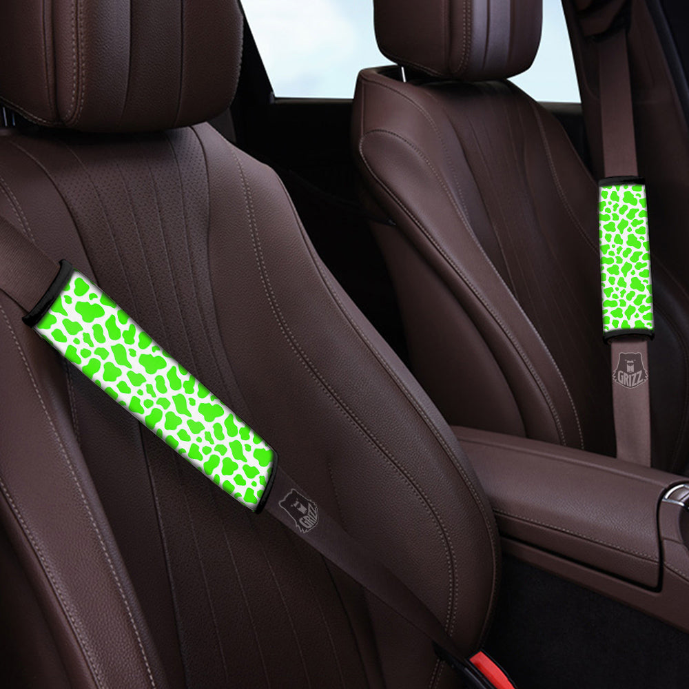 Green Neon Cow Print Pattern Car Seat Belt Cover-grizzshop