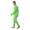 Green Neon Cow Print Pattern Men's Pajamas-grizzshop