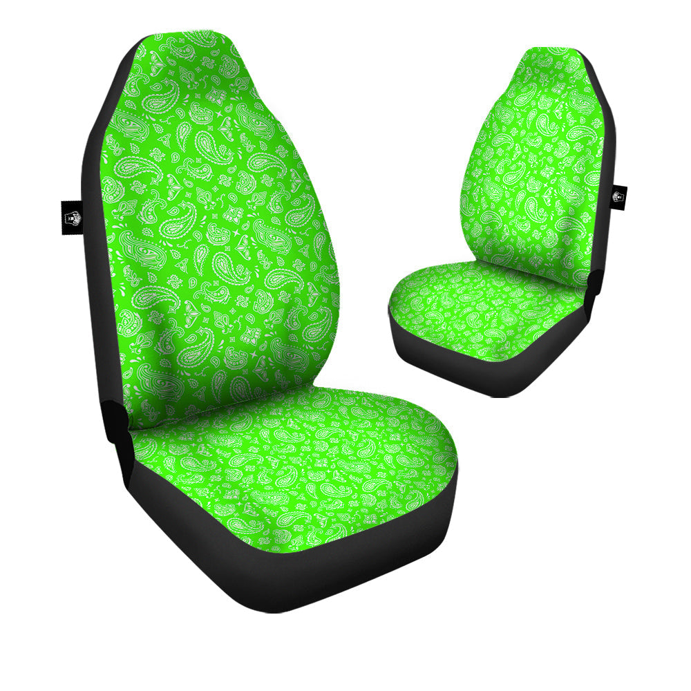 Green Neon Paisley Bandana Print Car Seat Covers-grizzshop