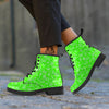 Green Neon Paisley Bandana Print Leather Boots-grizzshop