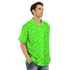 Green Neon Paisley Bandana Print Men’s Hawaiian Shirt-grizzshop