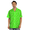 Green Neon Paisley Bandana Print Men’s Hawaiian Shirt-grizzshop