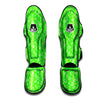 Green Neon Paisley Bandana Print Muay Thai Shin Guards-grizzshop