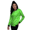 Green Neon Paisley Bandana Print Women's Bomber Jacket-grizzshop