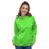 Green Neon Paisley Bandana Print Women's Hoodie-grizzshop