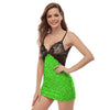 Green Neon Paisley Bandana Print Women's Sexy Night Dress-grizzshop