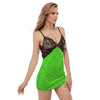 Green Neon Paisley Bandana Print Women's Sexy Night Dress-grizzshop