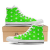 Green Neon Paw Print White High Top Shoes-grizzshop