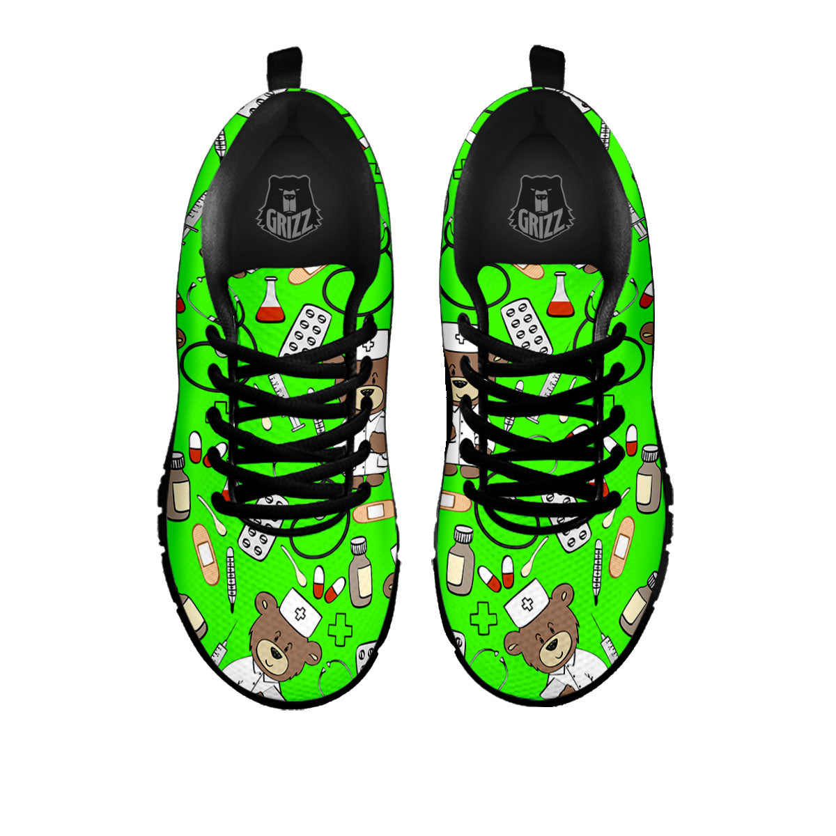 Green Neon Teddy Bear Nurse - Sneakers-grizzshop