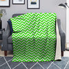 Green Neon Zigzag Print Pattern Blanket-grizzshop