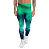 Green Northern Lights And Snowy Mountains Print Men's Leggings-grizzshop