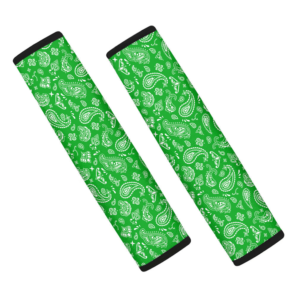 Green Paisley Bandana Print Car Seat Belt Cover-grizzshop