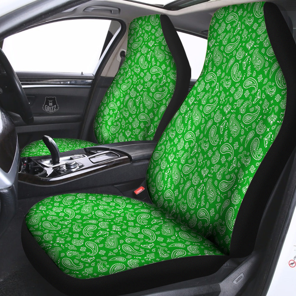 Green Paisley Bandana Print Car Seat Covers-grizzshop